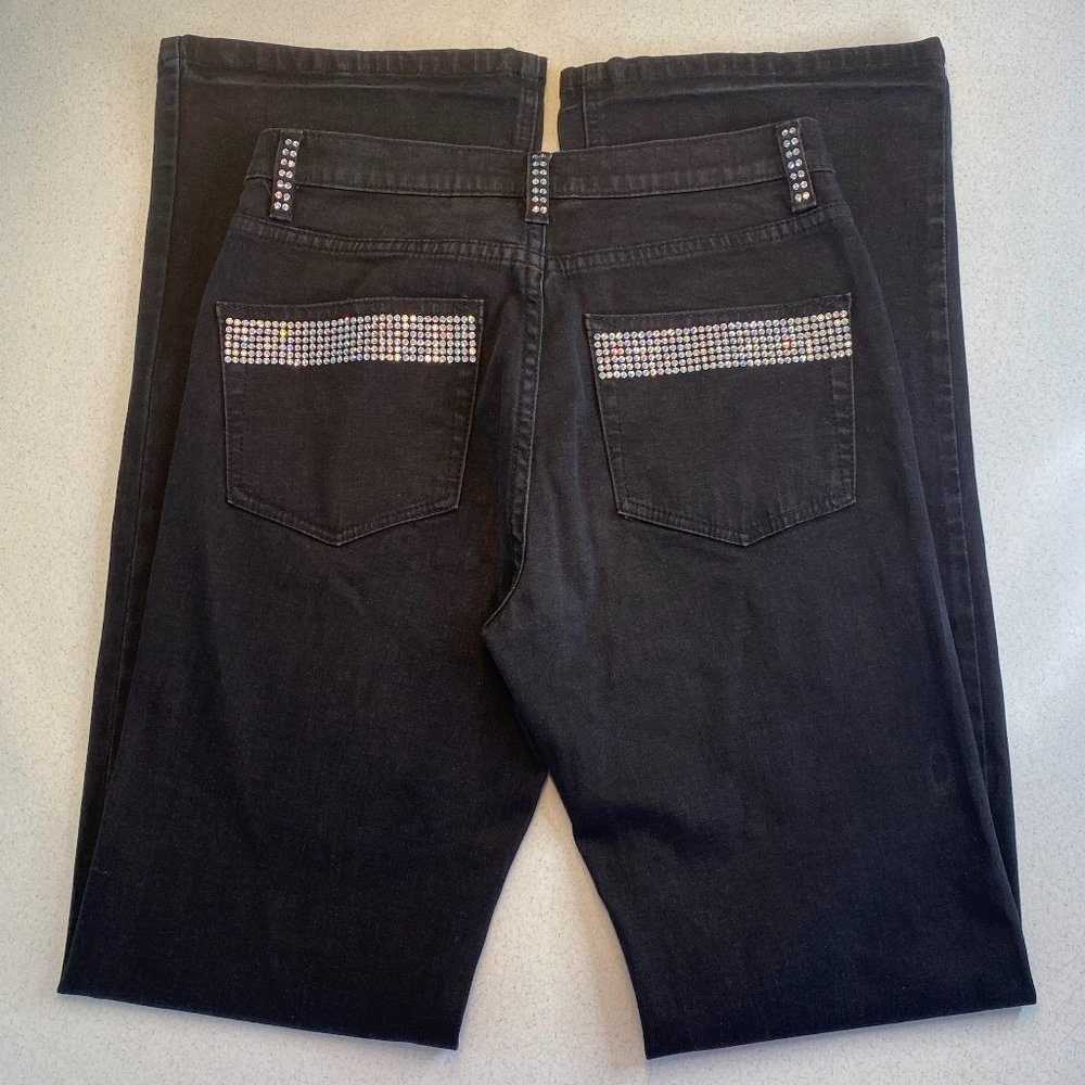 Christine Alexander Bootcut Denim Jeans Crystal Embellished Black Size 4T
